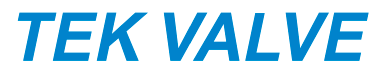 Logo de Tek Valve, proveedor de válvulas industriales para control de fluidos.