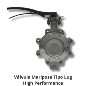 Válvula mariposa Tek Valve tipo Lug HP en acero inoxidable ASTM A351 CF8M, diseñada para medios corrosivos, presión 150LB y temperatura hasta 180°C.